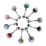 Maxbell 10Pieces Fashion Body Jewelry Crystal Ball Button Belly Navel Ring Bar 18G