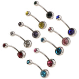 Maxbell 10Pieces Fashion Body Jewelry Crystal Ball Button Belly Navel Ring Bar 18G