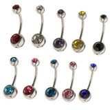 Maxbell 10Pieces Fashion Body Jewelry Crystal Ball Button Belly Navel Ring Bar 18G