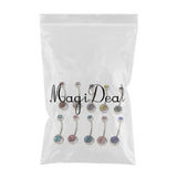 Maxbell 10Pieces Fashion Body Jewelry Crystal Ball Button Belly Navel Ring Bar 18G