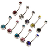 Maxbell 10Pieces Fashion Body Jewelry Crystal Ball Button Belly Navel Ring Bar 18G