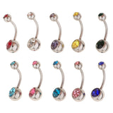 Maxbell 10Pieces Fashion Body Jewelry Crystal Ball Button Belly Navel Ring Bar 18G