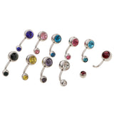 Maxbell 10Pieces Fashion Body Jewelry Crystal Ball Button Belly Navel Ring Bar 18G