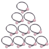 10Pieces Women Hair Band Rope Elastic Tie Ponytail Holder Gray Pink