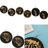 Maxbell Natural Wooden Round Earrings African Style Painted Dangle Drop with Hook