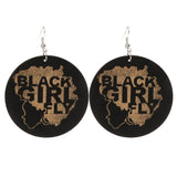 Maxbell Natural Wooden Round Earrings African Style Painted Dangle Drop with Hook