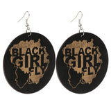 Maxbell Natural Wooden Round Earrings African Style Painted Dangle Drop with Hook