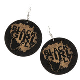 Maxbell Natural Wooden Round Earrings African Style Painted Dangle Drop with Hook