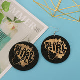 Maxbell Natural Wooden Round Earrings African Style Painted Dangle Drop with Hook