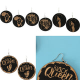 Maxbell Natural Wooden Round Earrings African Style Painted Dangle Drop with Hook