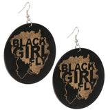 Maxbell Natural Wooden Round Earrings African Style Painted Dangle Drop with Hook