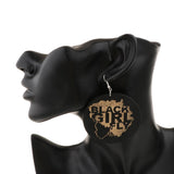 Maxbell Natural Wooden Round Earrings African Style Painted Dangle Drop with Hook