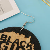 Maxbell Natural Wooden Round Earrings African Style Painted Dangle Drop with Hook
