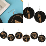 Maxbell Natural Wooden Round Earrings African Style Painted Dangle Drop with Hook