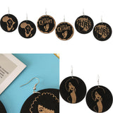 Maxbell Natural Wooden Round Earrings African Style Painted Dangle Drop with Hook