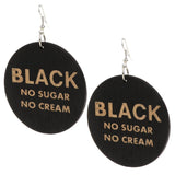 Maxbell Round Wood Dangle Drop Earrings Hook Painted Map Profile Jewelry Black