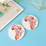 Maxbell Natural Wood Earrings Fashion Colorful Map Cool Dangle Drop Hook for Women