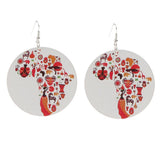 Maxbell Natural Wood Earrings Fashion Colorful Map Cool Dangle Drop Hook for Women