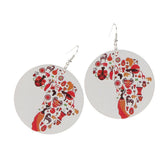 Maxbell Natural Wood Earrings Fashion Colorful Map Cool Dangle Drop Hook for Women