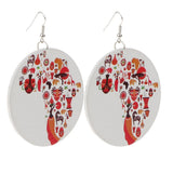 Maxbell Natural Wood Earrings Fashion Colorful Map Cool Dangle Drop Hook for Women