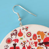 Maxbell Natural Wood Earrings Fashion Colorful Map Cool Dangle Drop Hook for Women