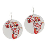 Maxbell Natural Wood Earrings Fashion Colorful Map Cool Dangle Drop Hook for Women