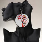 Maxbell Natural Wood Earrings Fashion Colorful Map Cool Dangle Drop Hook for Women
