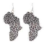 Maxbell Wooden Africian Women Leopard Print Drop Hook Stud Earrings Jewelry Style E