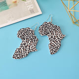 Maxbell Wooden Africian Women Leopard Print Drop Hook Stud Earrings Jewelry Style E