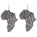 Maxbell Wooden Africian Women Leopard Print Drop Hook Stud Earrings Jewelry Style E