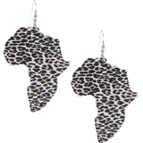 Maxbell Wooden Africian Women Leopard Print Drop Hook Stud Earrings Jewelry Style E