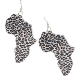 Maxbell Wooden Africian Women Leopard Print Drop Hook Stud Earrings Jewelry Style E