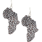 Maxbell Wooden Africian Women Leopard Print Drop Hook Stud Earrings Jewelry Style E