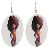 Maxbell Wooden Africian Women Pattern Drop Hook Stud Earrings Jewelry Style I