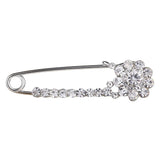 Maxbell Crystal Safety Pin Brooch Clip for Women Lady Scarf Coat Gown Holder Silver
