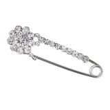 Maxbell Crystal Safety Pin Brooch Clip for Women Lady Scarf Coat Gown Holder Silver