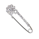 Maxbell Crystal Safety Pin Brooch Clip for Women Lady Scarf Coat Gown Holder Silver