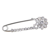 Maxbell Crystal Safety Pin Brooch Clip for Women Lady Scarf Coat Gown Holder Silver