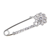 Maxbell Crystal Safety Pin Brooch Clip for Women Lady Scarf Coat Gown Holder Silver