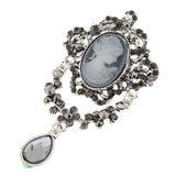 Maxbell Beauty Profile Brooch Pin Inlay Crystal Badge Enamel Alloy Charm  Silver