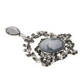 Maxbell Beauty Profile Brooch Pin Inlay Crystal Badge Enamel Alloy Charm  Silver