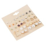 Max Korean Fashion 20pcs Stud Earrings Beads Artificial Pearl Flower Heart Shape