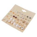 Max Korean Fashion 20pcs Stud Earrings Beads Artificial Pearl Flower Heart Shape