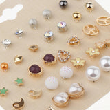 Max Korean Fashion 20pcs Stud Earrings Beads Artificial Pearl Flower Heart Shape