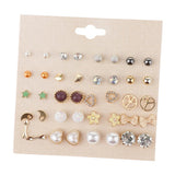 Max Korean Fashion 20pcs Stud Earrings Beads Artificial Pearl Flower Heart Shape