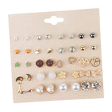 Max Korean Fashion 20pcs Stud Earrings Beads Artificial Pearl Flower Heart Shape