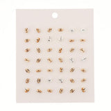 Max 21 Pairs Fashion Korean Stud Earrings Set Round Beads Stainless Steel Jewel