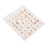 Max 21 Pairs Fashion Korean Stud Earrings Set Round Beads Stainless Steel Jewel