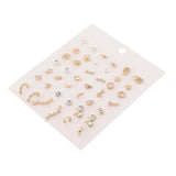 Max 21 Pairs Fashion Korean Stud Earrings Set Round Beads Stainless Steel Jewel