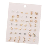 Max 21 Pairs Fashion Korean Stud Earrings Set Round Beads Stainless Steel Jewel